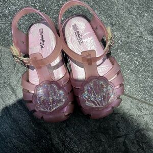 Mini Melissa Pink Glitter Jelly Sandals
